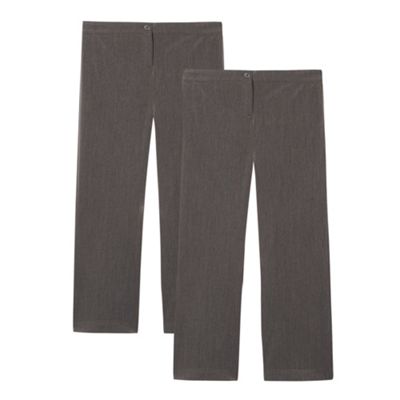 Debenhams Pack of two girl's grey school generous fit trousers